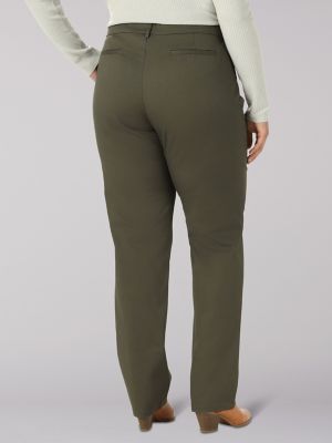 Women's Wrinkle Free Relaxed Fit Straight Leg Pant (Plus) in Frontier Olive alternative view