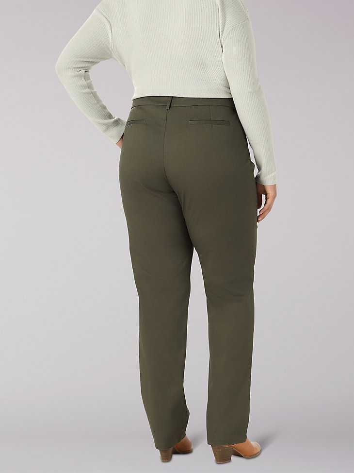 Women's Wrinkle Free Relaxed Fit Straight Leg Pant (Plus) in Frontier Olive alternative view