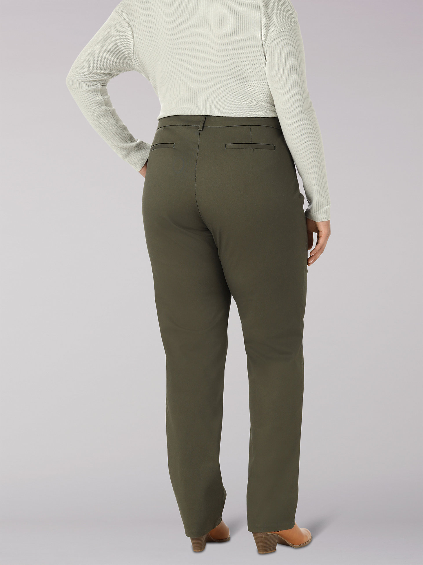 Women's Wrinkle Free Relaxed Fit Straight Leg Pant (Plus) in Frontier Olive alternative view 1
