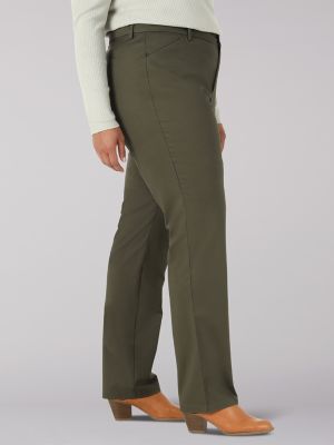 Women's Wrinkle Free Relaxed Fit Straight Leg Pant (Plus) in Frontier Olive alternative view 2