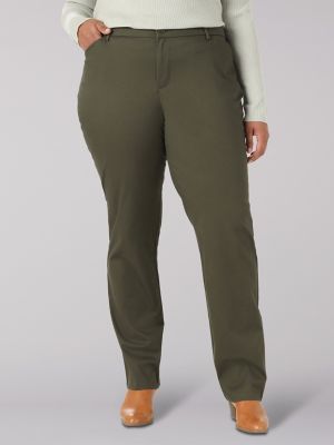 Women's Wrinkle Free Relaxed Fit Straight Leg Pant (Plus)