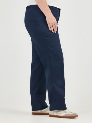 Wrinkle Free Relaxed Fit Straight Pant:Imper Blue:16W:M alternative view 3