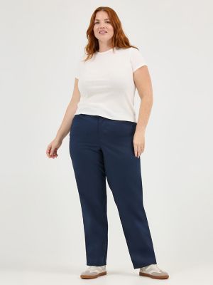 Women's Wrinkle Free Relaxed Fit Straight Leg Pant (Plus)