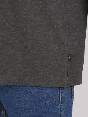 Men's Solid Performance Polo Shirt in Charcoal alternative view 3