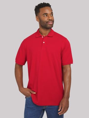Men's Solid Performance Polo Shirt in Red main view