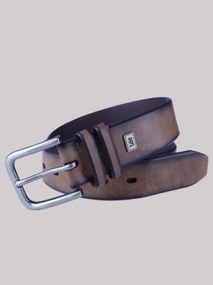 Men's Burnished Edge Reversible Belt in Brown