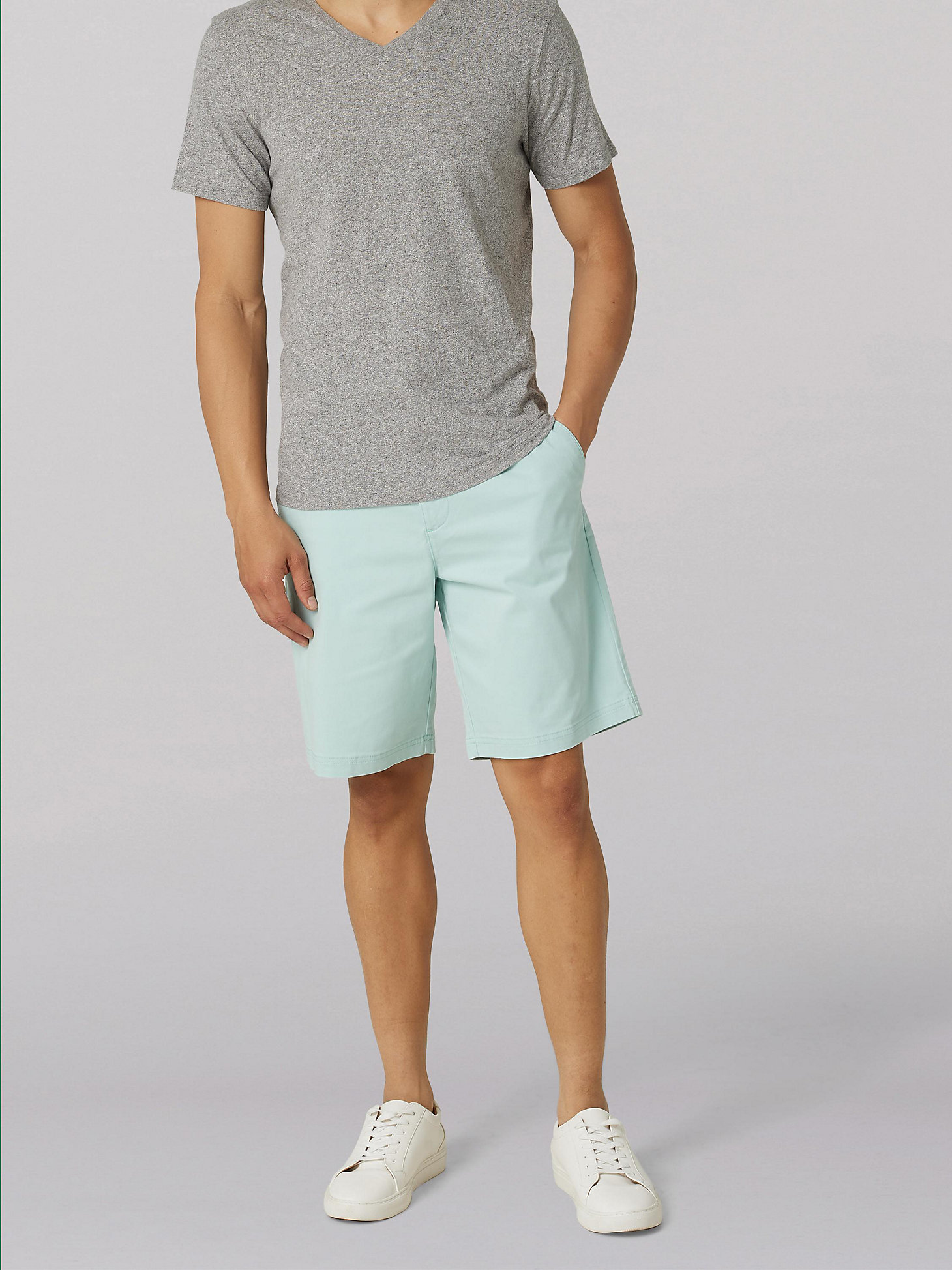 Men's Extreme Comfort Flat Front Short in Sea Green main view