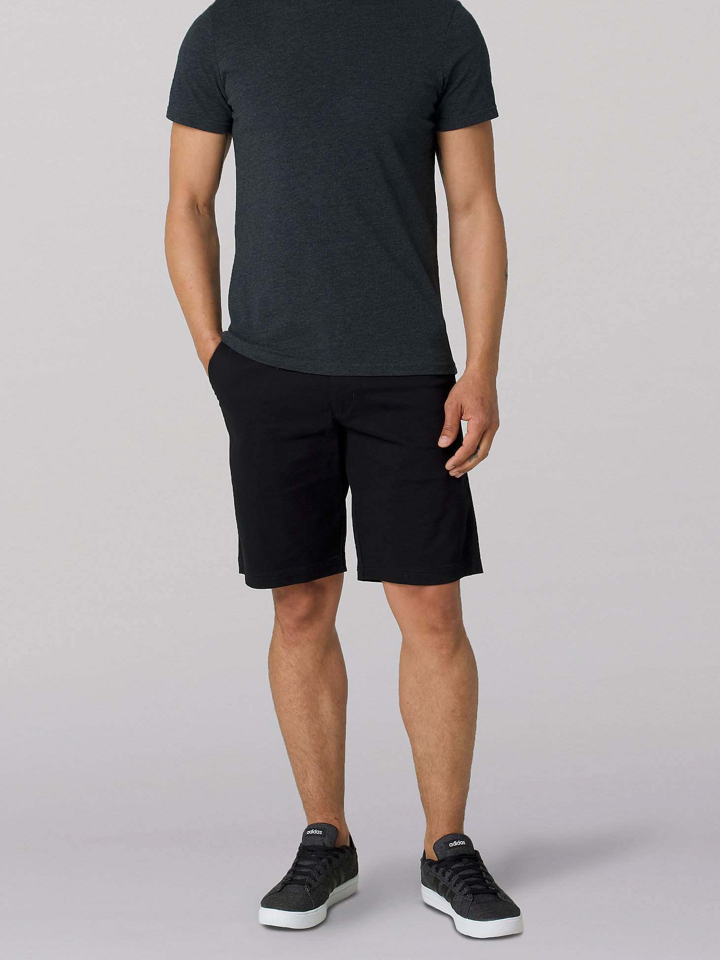 Men's Extreme Comfort Flat Front Short in Union All Black main view