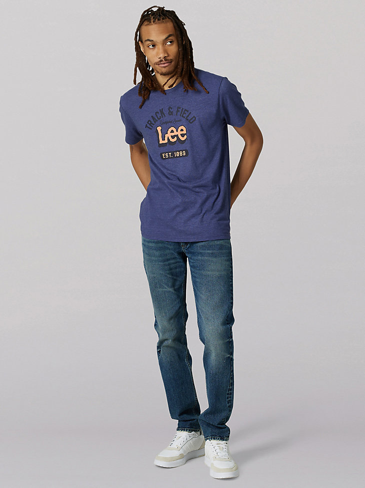 Men's Heritage Lee Track and Field Graphic Tee in Denim Heather alternative view