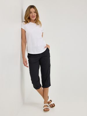 Women's Ultra Lux with Flex-to-Go Relaxed Cargo Capri in Black alternative view 7