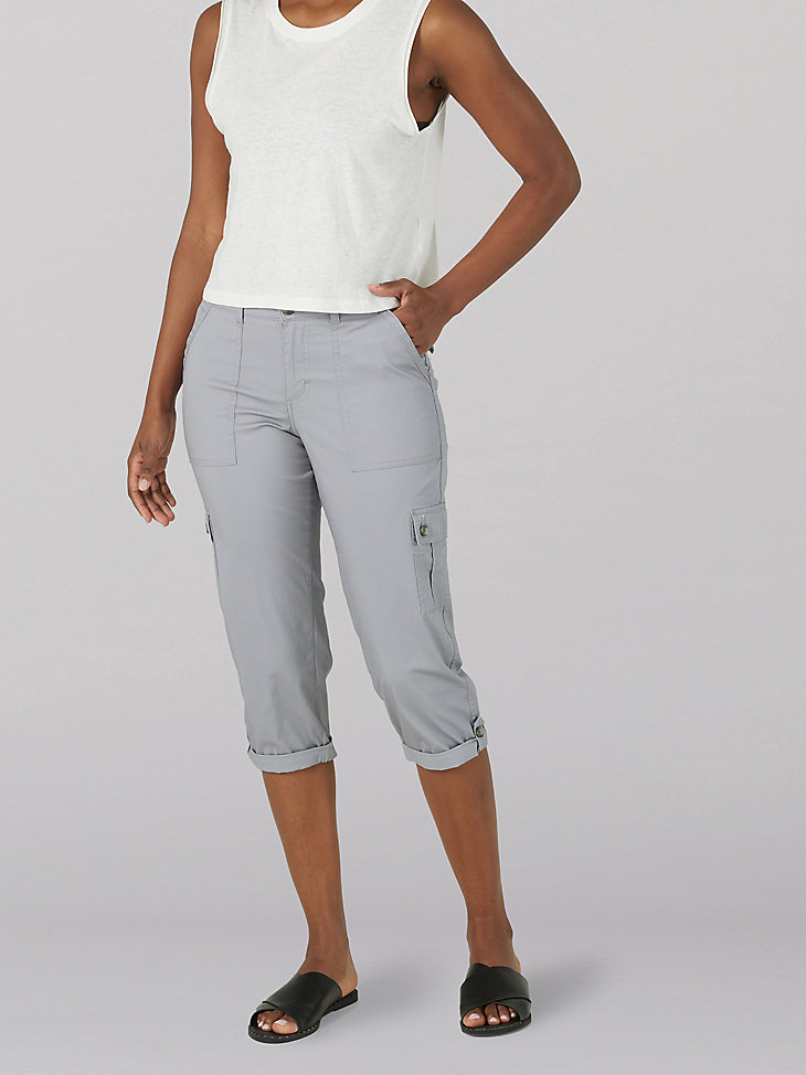Women’s Flex-to-Go Relaxed Fit Cargo Capri in New Gray main view