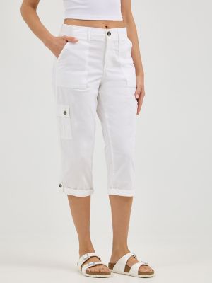 Women's Ultra Lux with Flex-to-Go Relaxed Cargo Capri in White alternative view