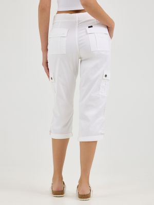 Women's Ultra Lux with Flex-to-Go Relaxed Cargo Capri in White alternative view 2