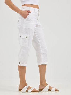 Women's Ultra Lux with Flex-to-Go Relaxed Cargo Capri in White alternative view 3