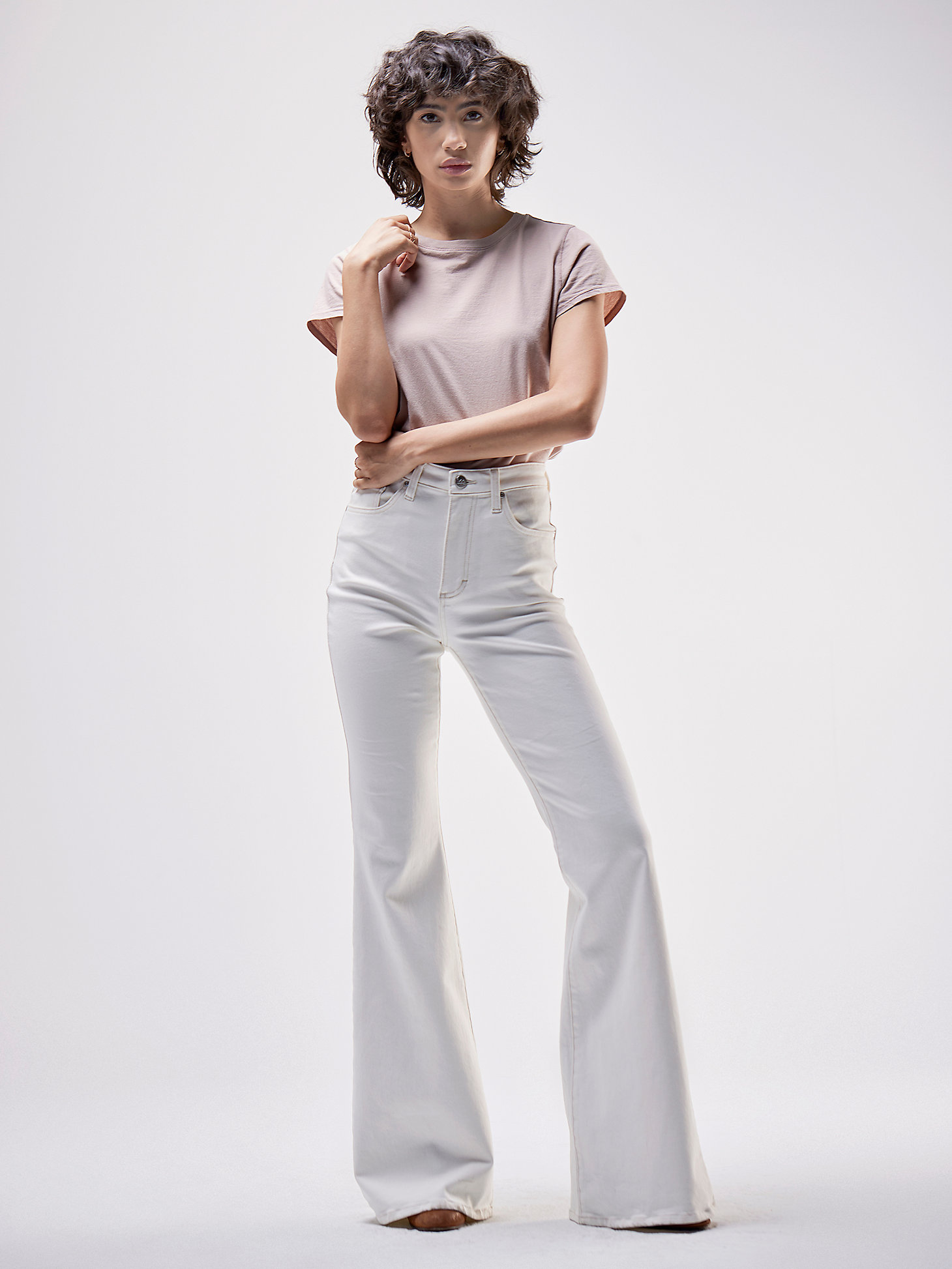 Jeans for Women,Ladies High Rise Flare Pants Button Stretchy Bell Jeans Casual Wide Leg Trousers with Pockets