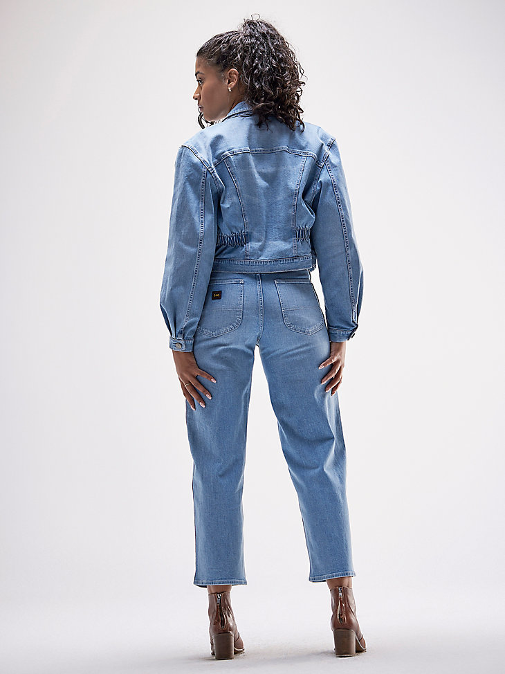 Women's Vintage Modern Cinched Crop Pleated Jacket in Daydream alternative view