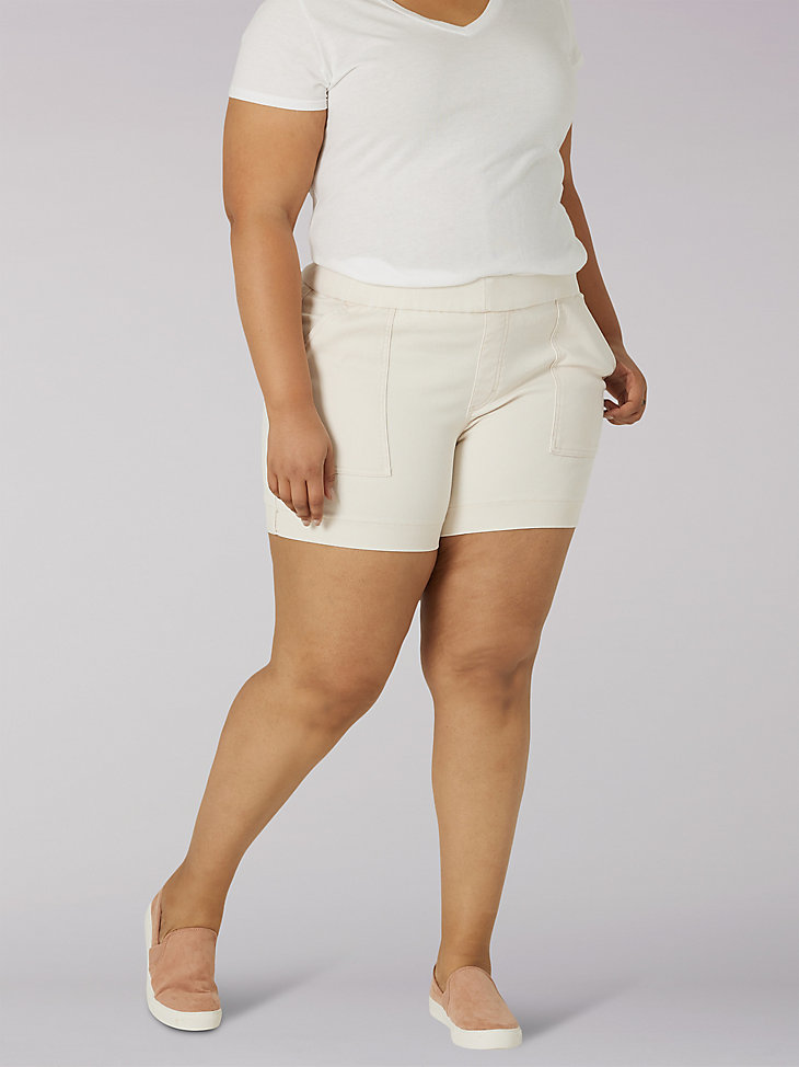 Women's Ultra Lux High Rise Pull-On Utility Short (Plus) in Whitecap Gray main view