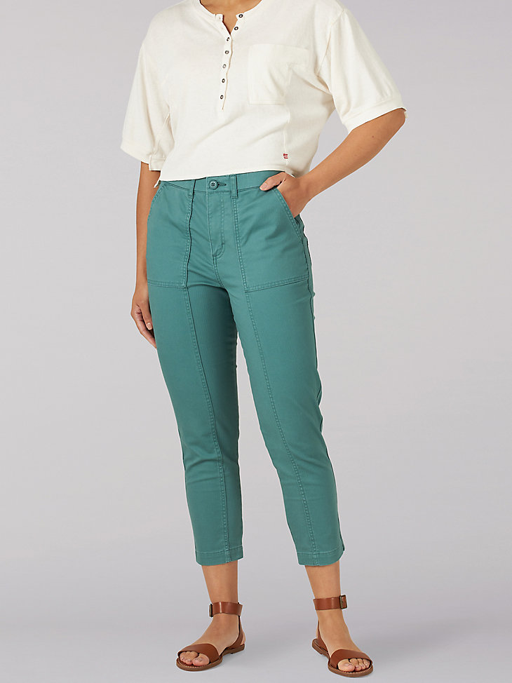 Women's Ultra Lux High Rise Seamed Crop Pant in Fern main view