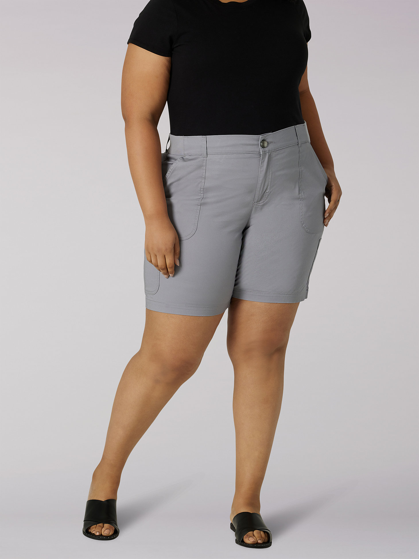 Women’s Flex-to-Go Relaxed Fit Cargo Bermuda (Plus) in New Gray main view