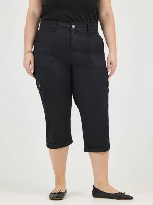 Plus size black hot sale cargo capris