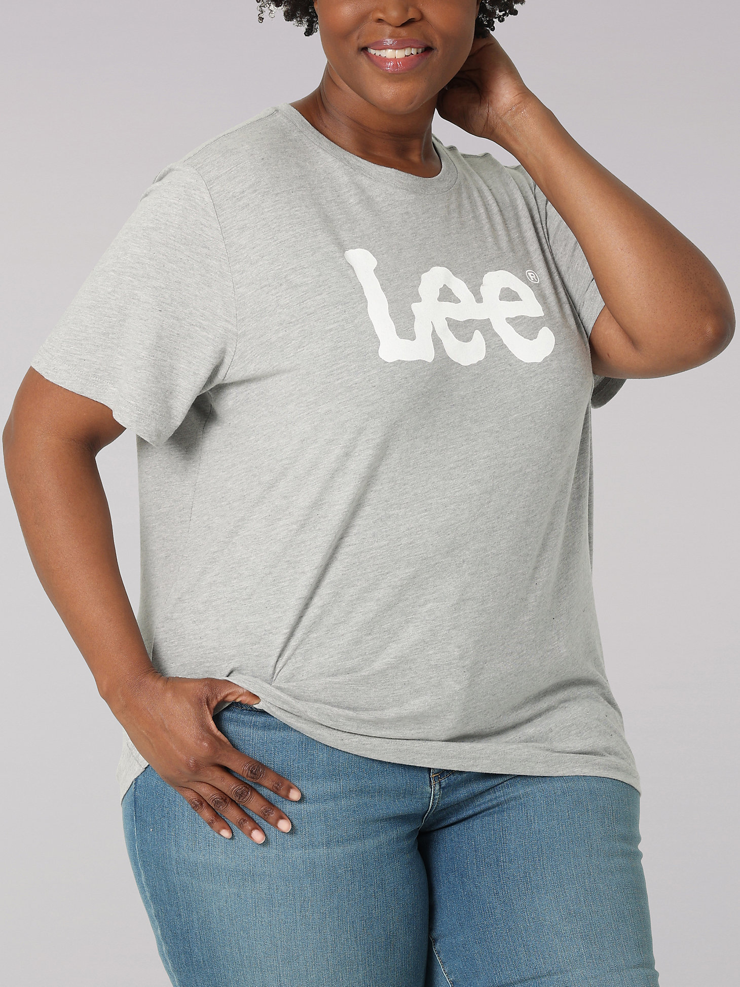 Women's Lee Logo Tee (Plus) in Light Grey Heather main view
