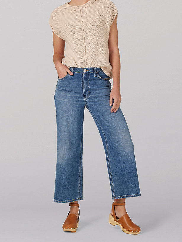 Women's Relaxed Fit A-Line Cropped High Rise Jean
