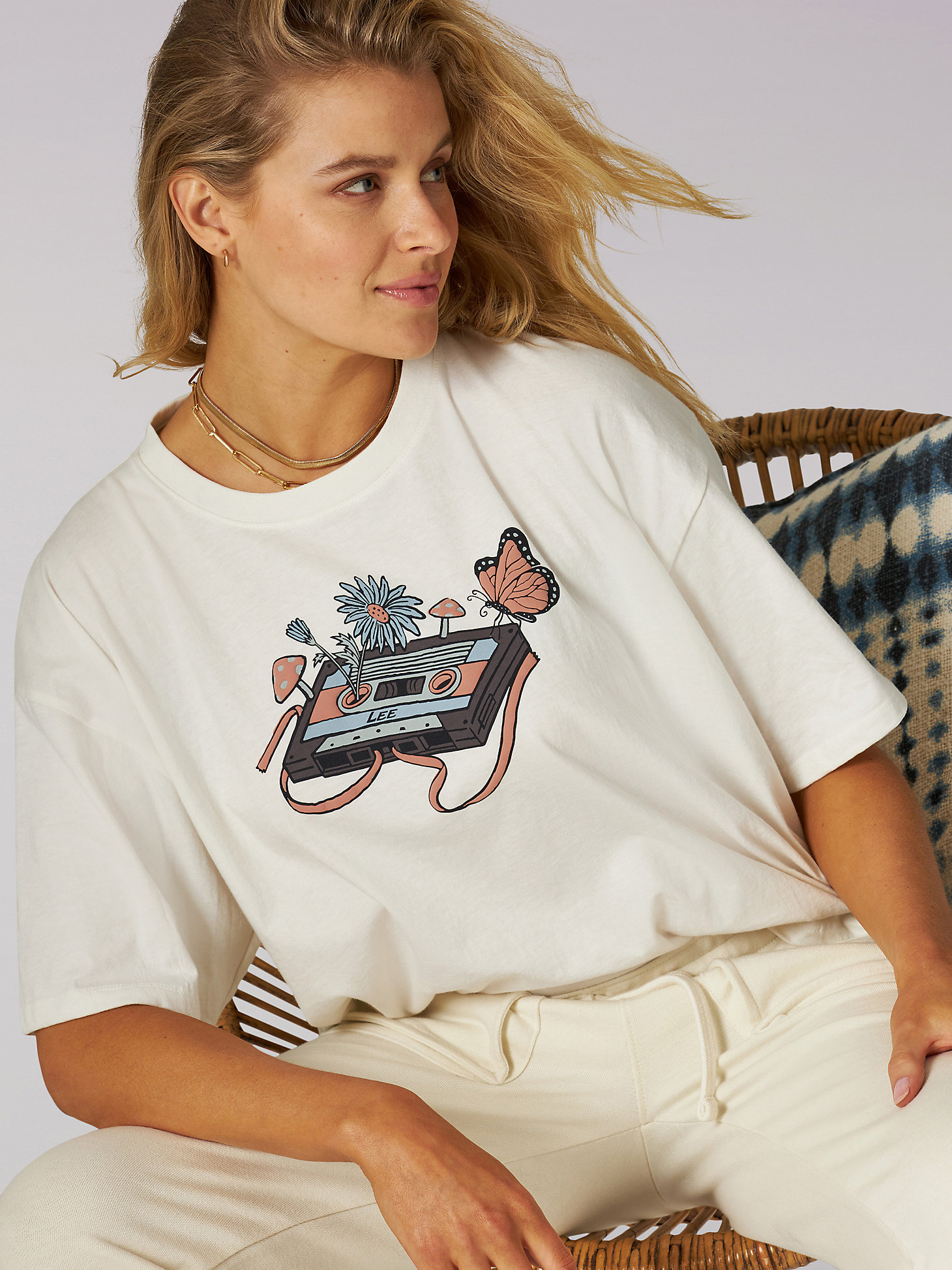 Women's Heritage Boxy Crop Spring Cassette Graphic Tee in Tofu alternative view 5