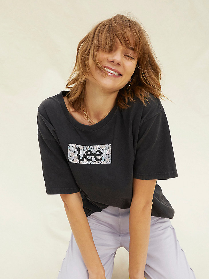 Women's Heritage Lee Oversized Graphic Tee in Washed Black main view