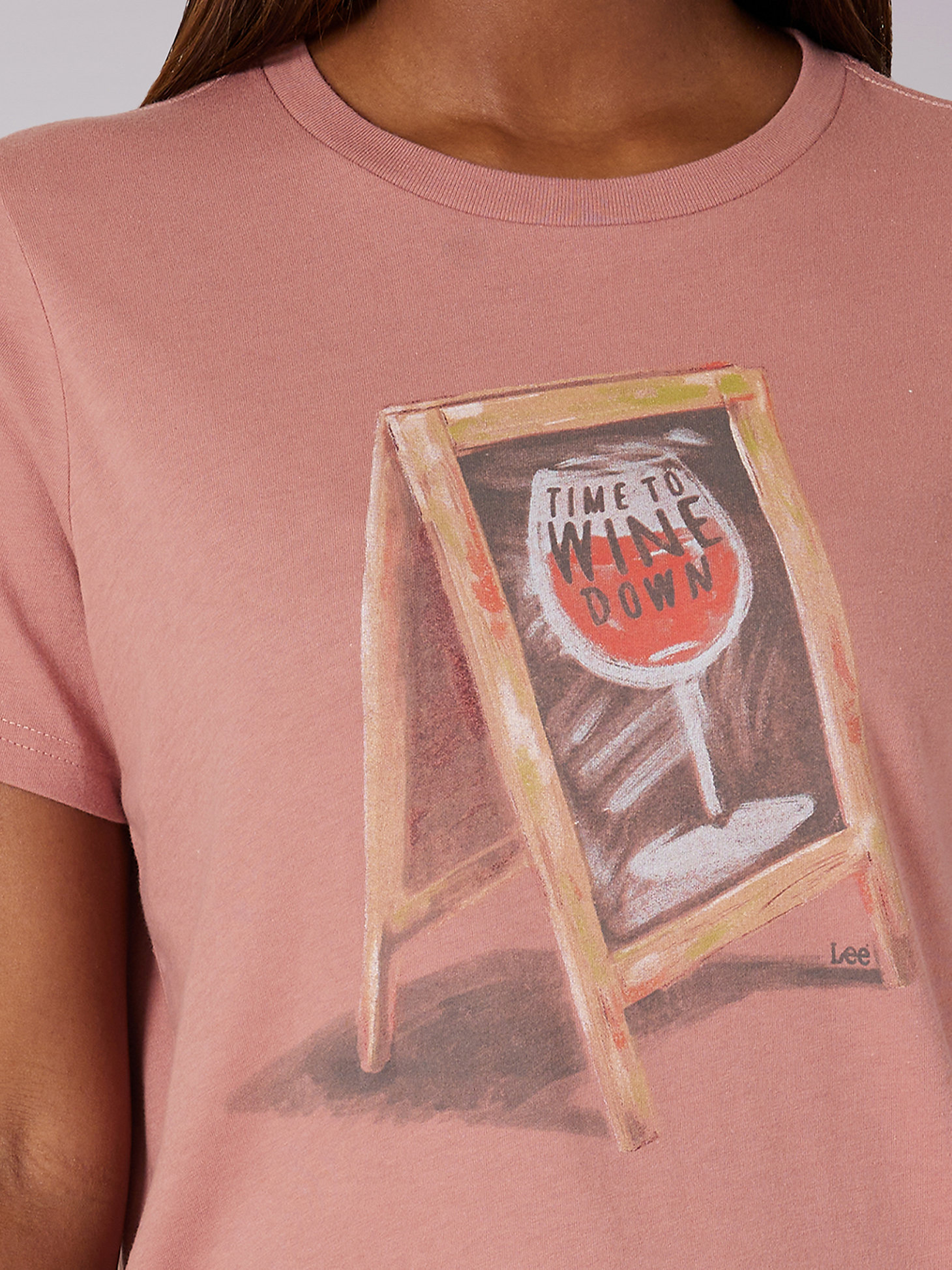 Women's Wine Sign Graphic Tee in Withered Rose alternative view 2