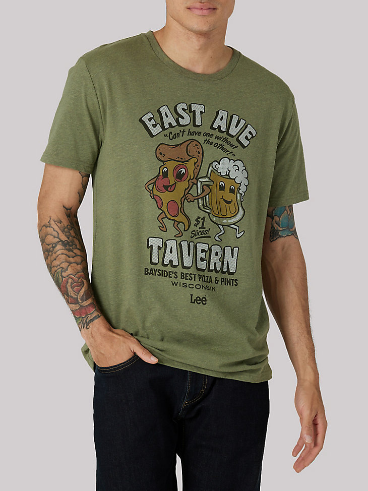 Men's East Ave Tavern Graphic Tee in Burnt Olive Heather main view