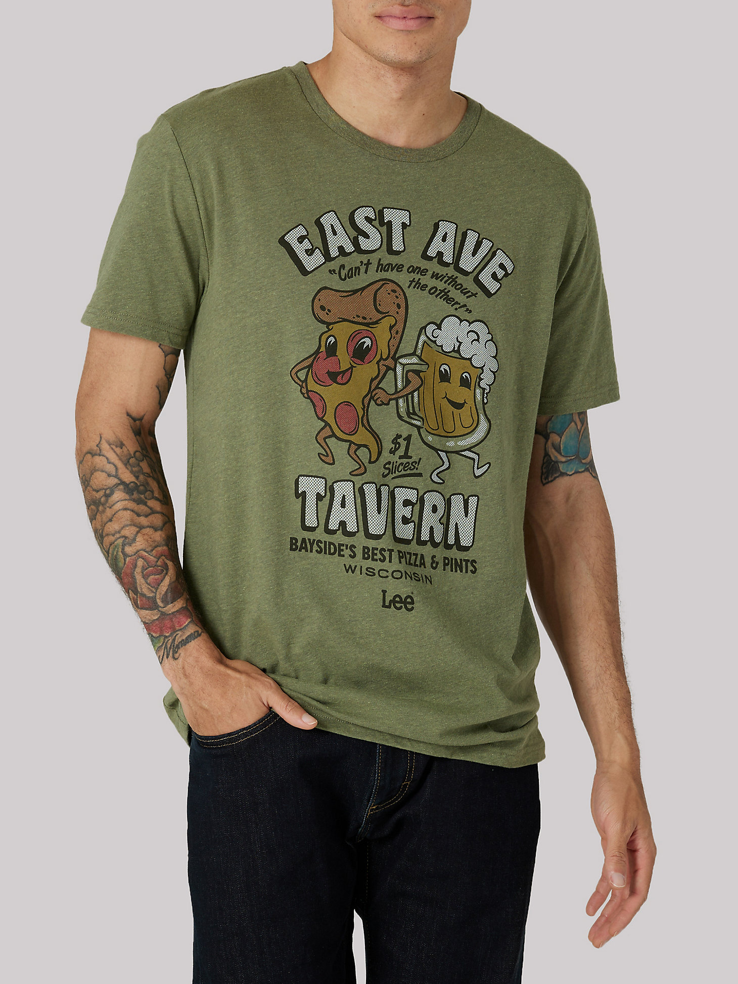Men's East Ave Tavern Graphic Tee in Burnt Olive Heather main view