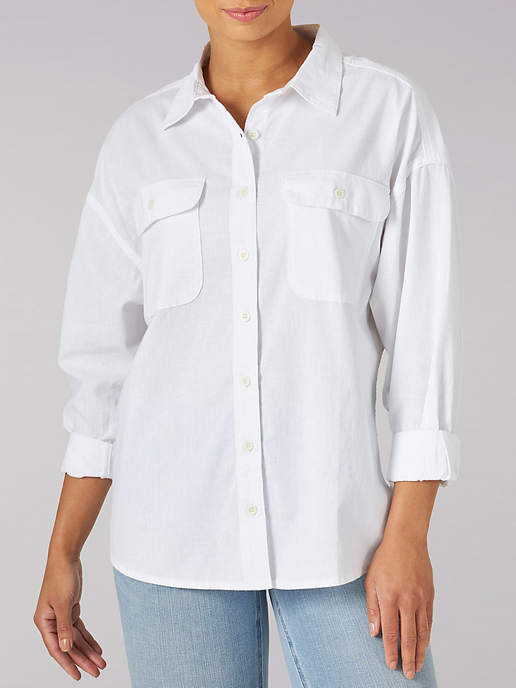 Women's Frontier Pocket Button Down in White main view