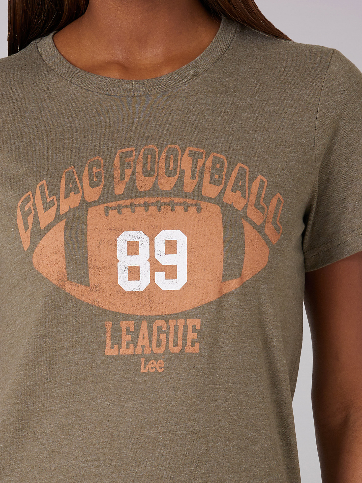 Women's Football Graphic Tee in Burnt Olive Heather alternative view 2