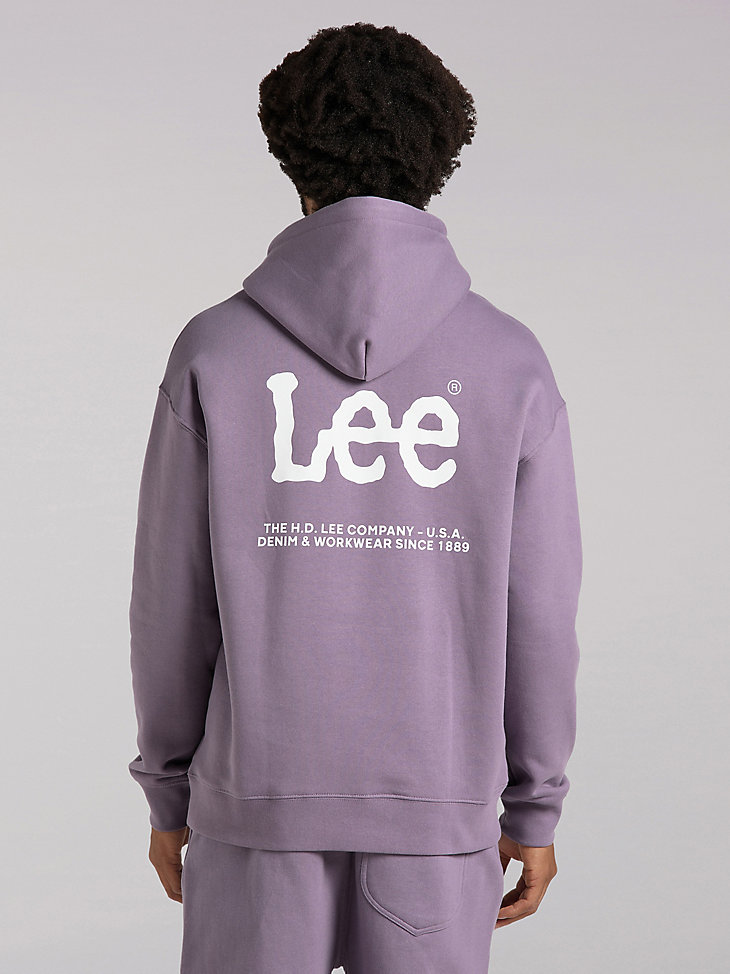 Men's Lee European Collection Logo Pullover Hoodie in Washed Purple alternative view