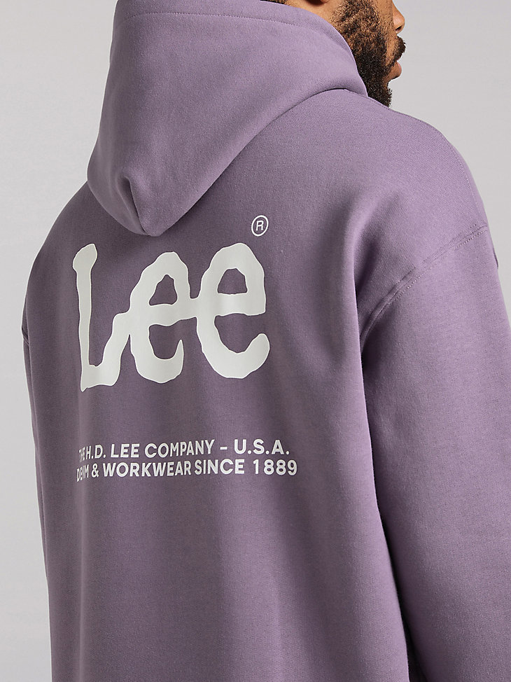 Men's Lee European Collection Logo Pullover Hoodie in Washed Purple alternative view 3