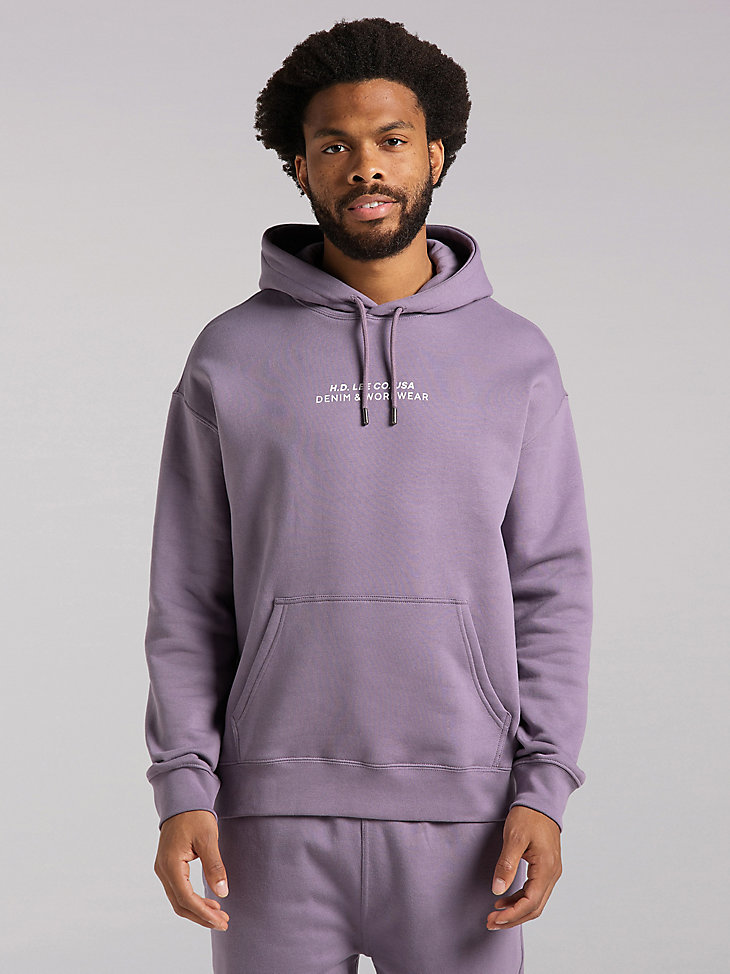 Men's Lee European Collection Logo Pullover Hoodie in Washed Purple main view