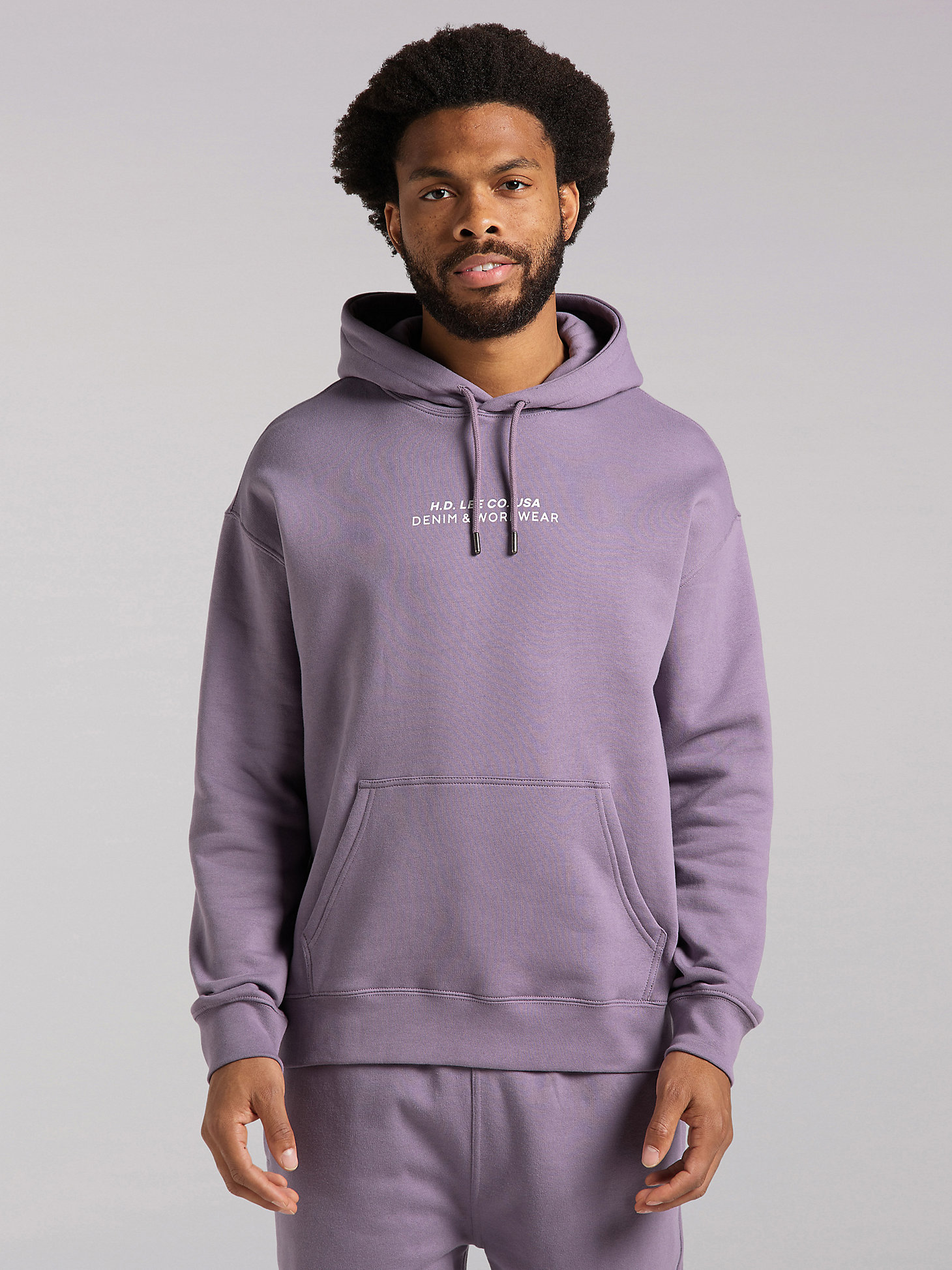 Men's Lee European Collection Logo Pullover Hoodie in Washed Purple main view
