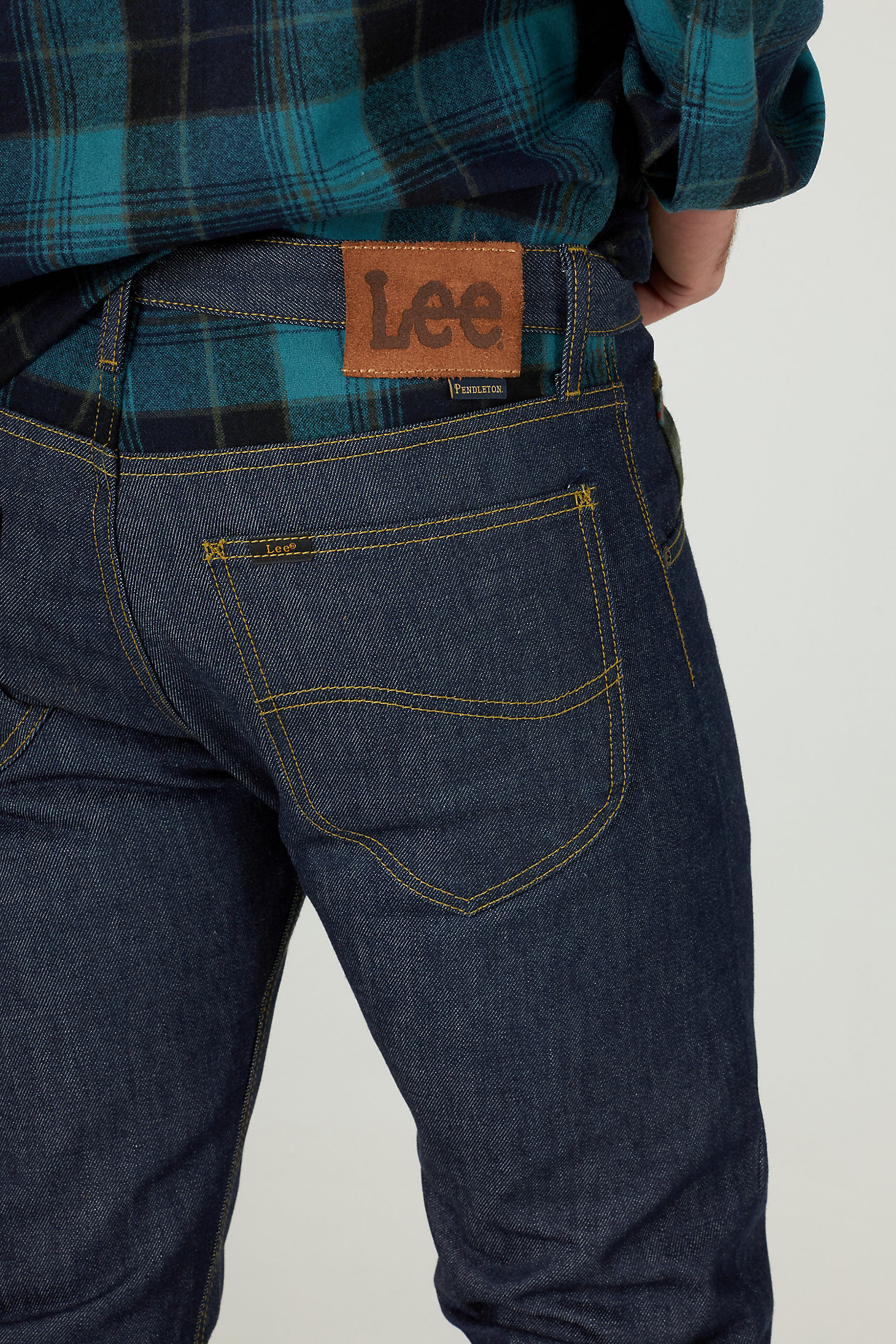 Men's Lee® x Pendleton® 101Z Relaxed Straight Jean in Raw with Piecing alternative view 4