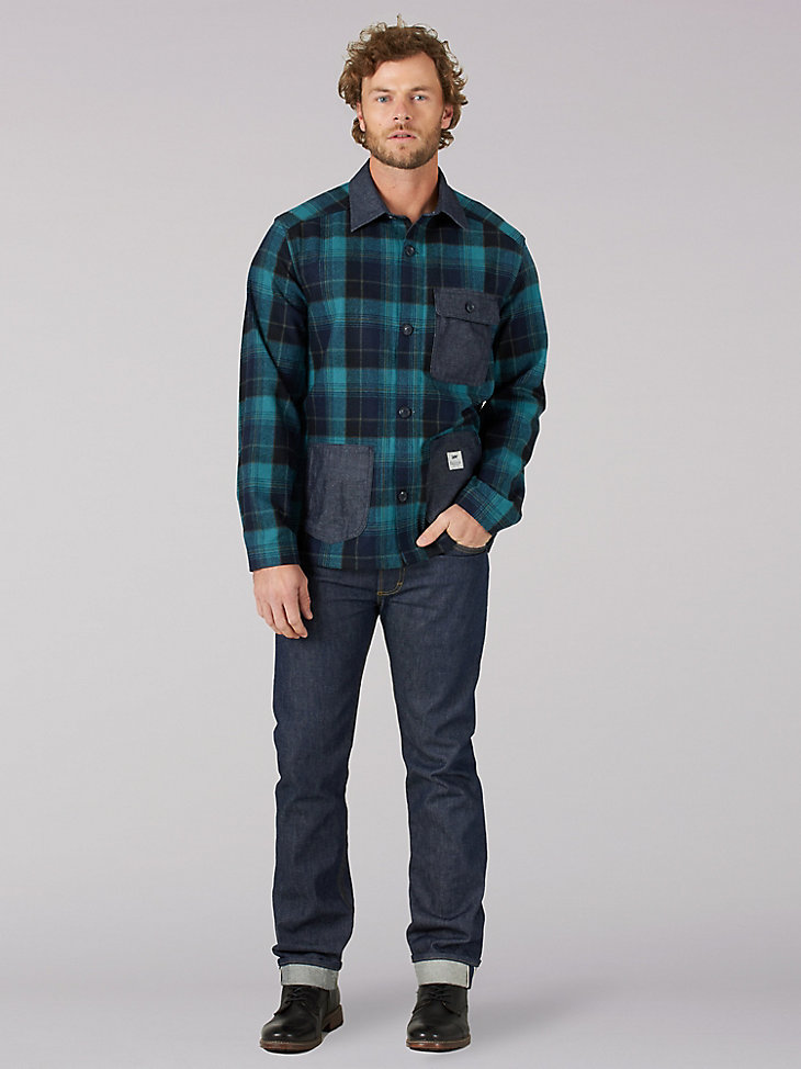 Men's Lee® x Pendleton® 101Z Relaxed Straight Jean in Raw with Piecing main view