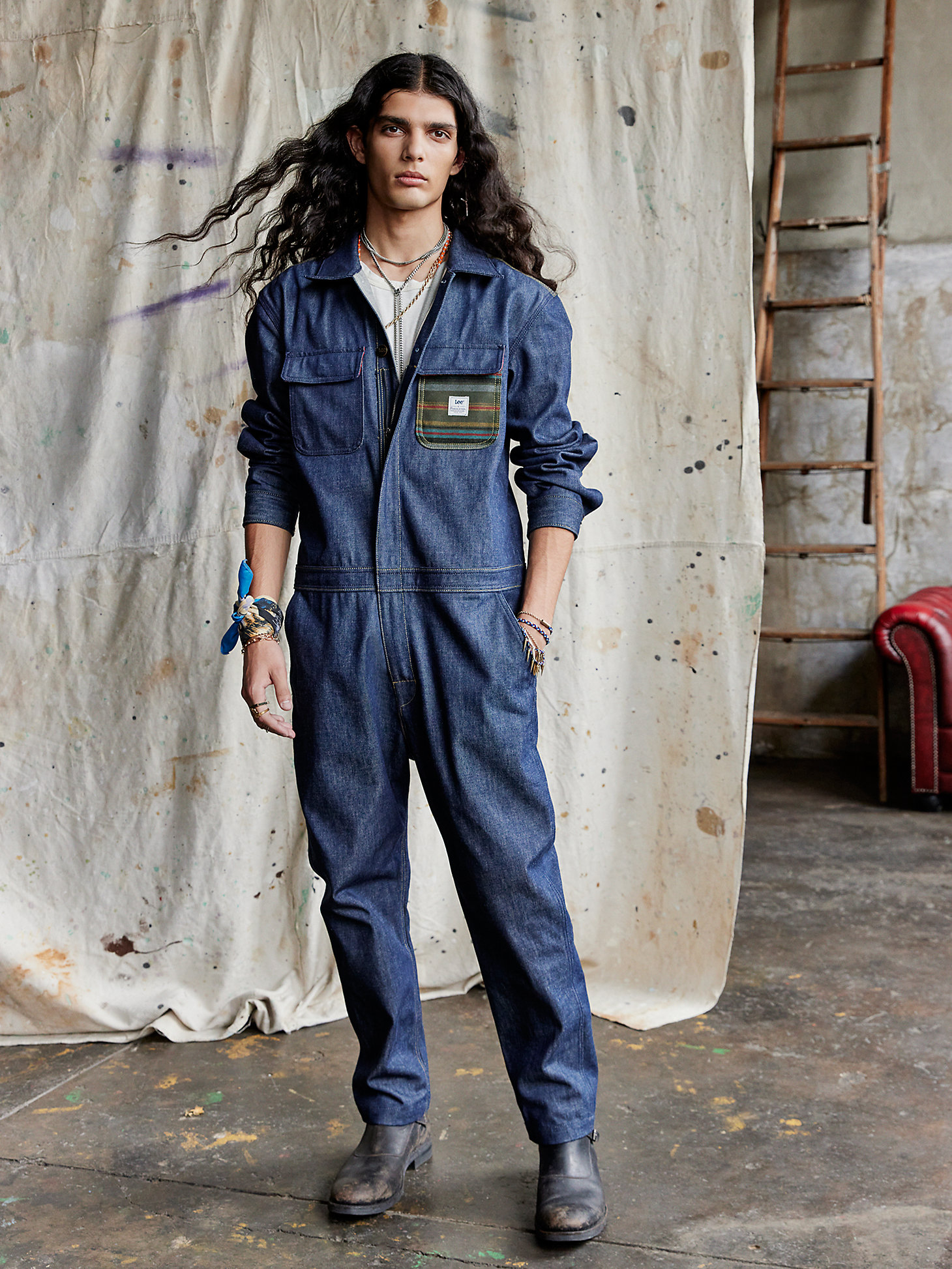 Men's Lee® x Pendleton® Union-Alls™ in Raw with Piecing alternative view 5