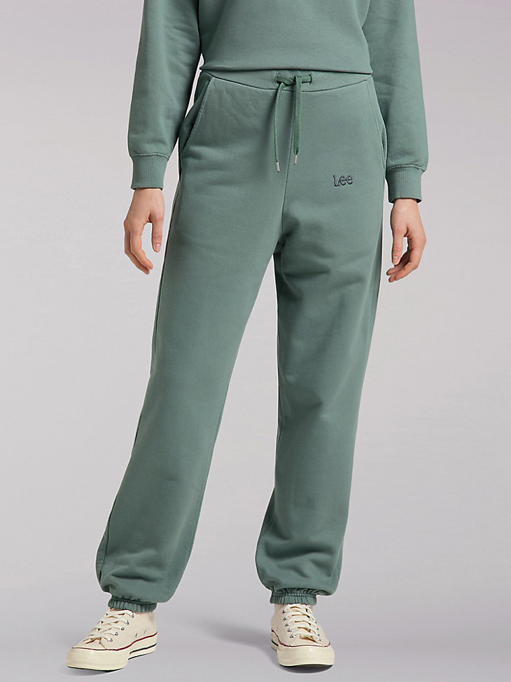 Women's Lee European Collection High Rise Relaxed Sweatpant in Steel Green main view