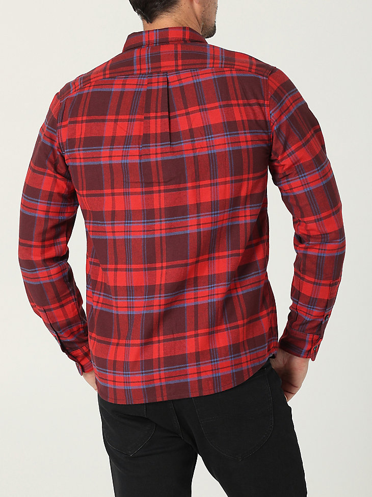 Men's Working West Flannel Plaid Button Down Shirt in Sumac Plaid alternative view