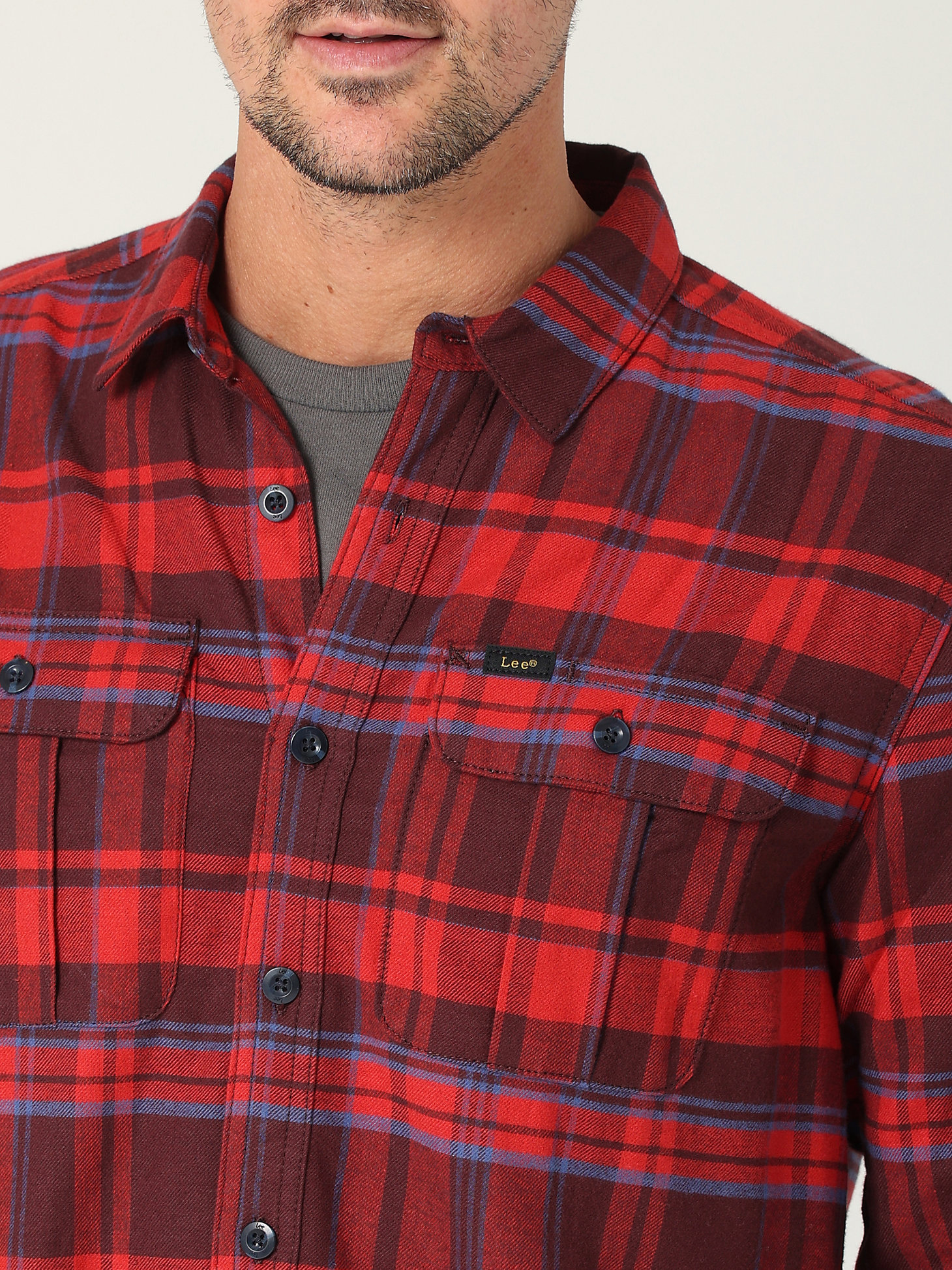 Men's Working West Flannel Plaid Button Down Shirt in Sumac Plaid alternative view 2