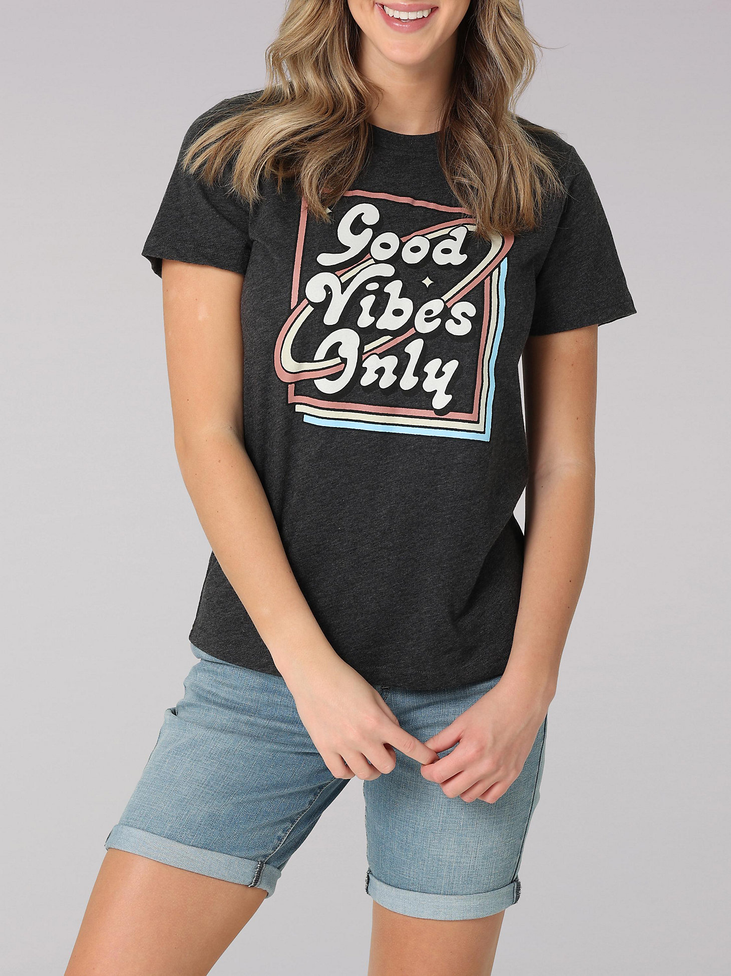Women's Lee Good Vibes Only Graphic Tee in Black Heather main view