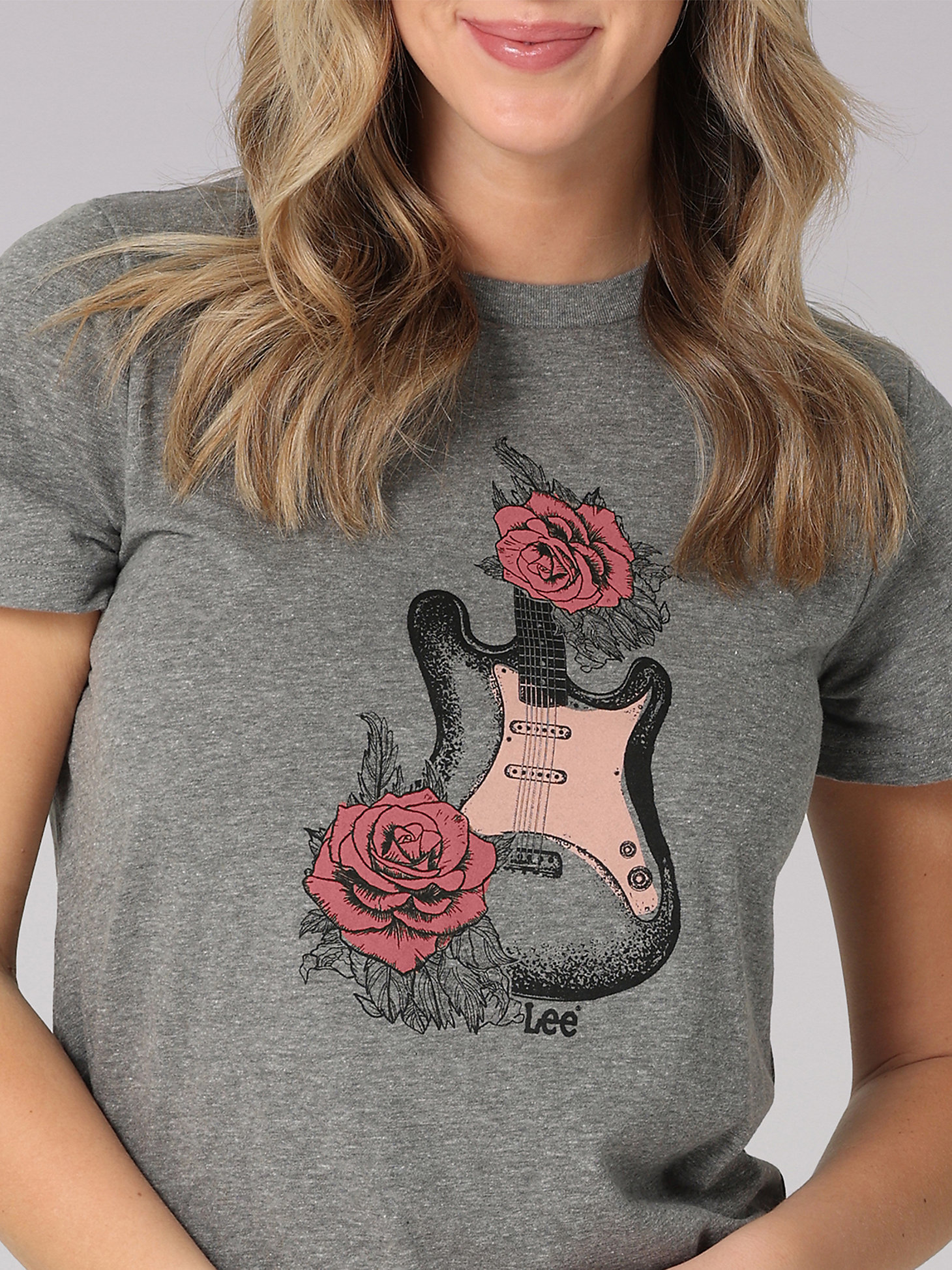 Women's Floral Guitar Graphic Tee in Graphite Heather main view