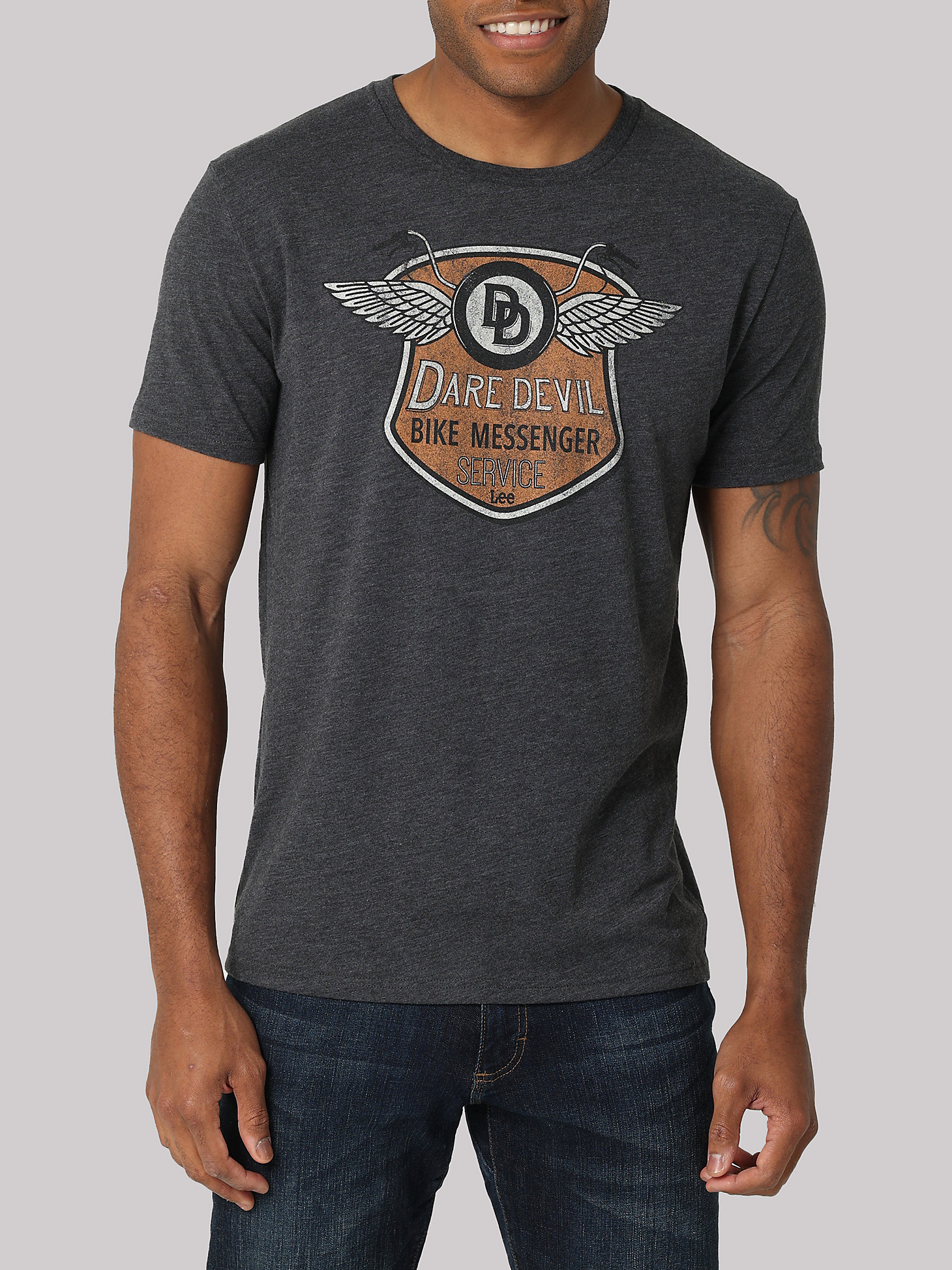 Men's Lee Dare Devil Graphic Tee in Washed Black main view