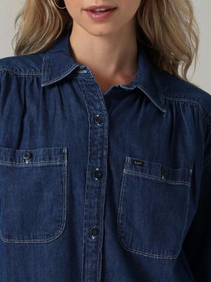 WOMEN'S LEE EUROPEAN COLLECTION FEMME FRONTIER BUTTON DOWN SHIRT IN KANSAS