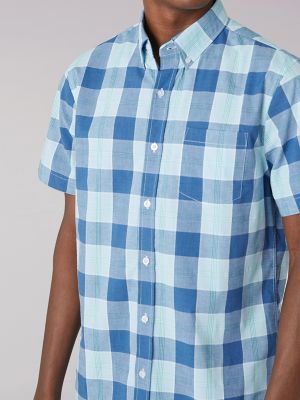 Men's Buffalo Check Short Sleeve Button UP