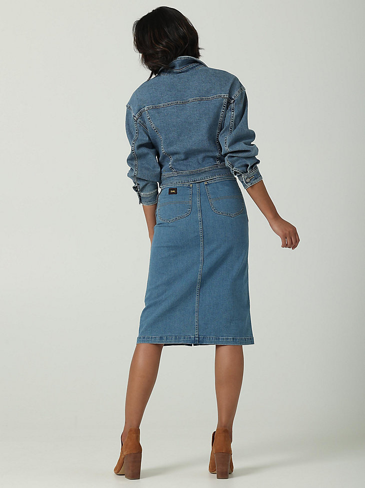 Women's Vintage Modern All Purpose Side Zip Midi Skirt in Chester Stone alternative view