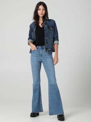 WOMEN'S VINTAGE MODERN HIGH RISE FLARE JEAN  IN BORROWED BLUE